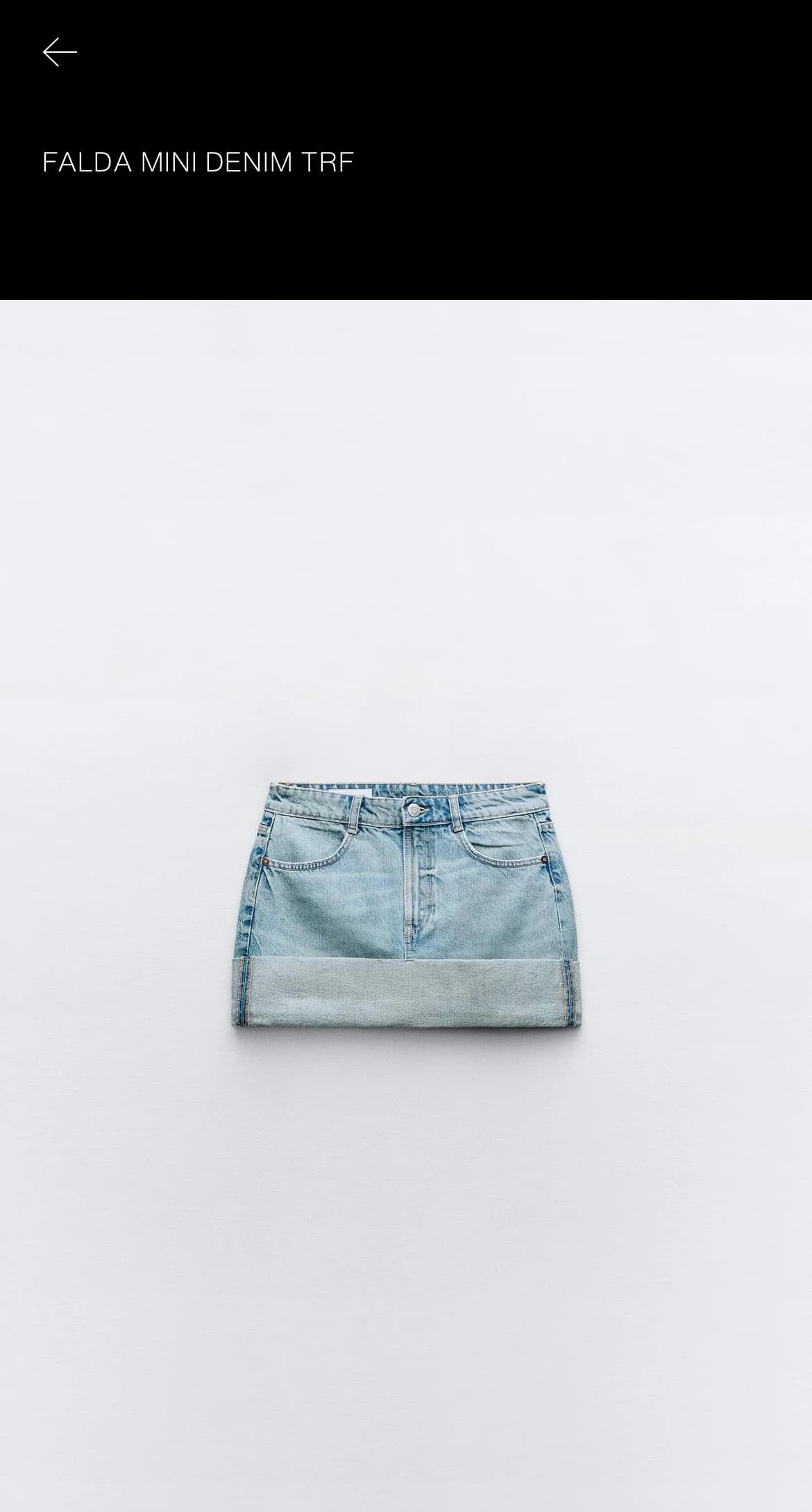 Usado por Karina Zamora, Falda Mini Demin TRF, talla XS