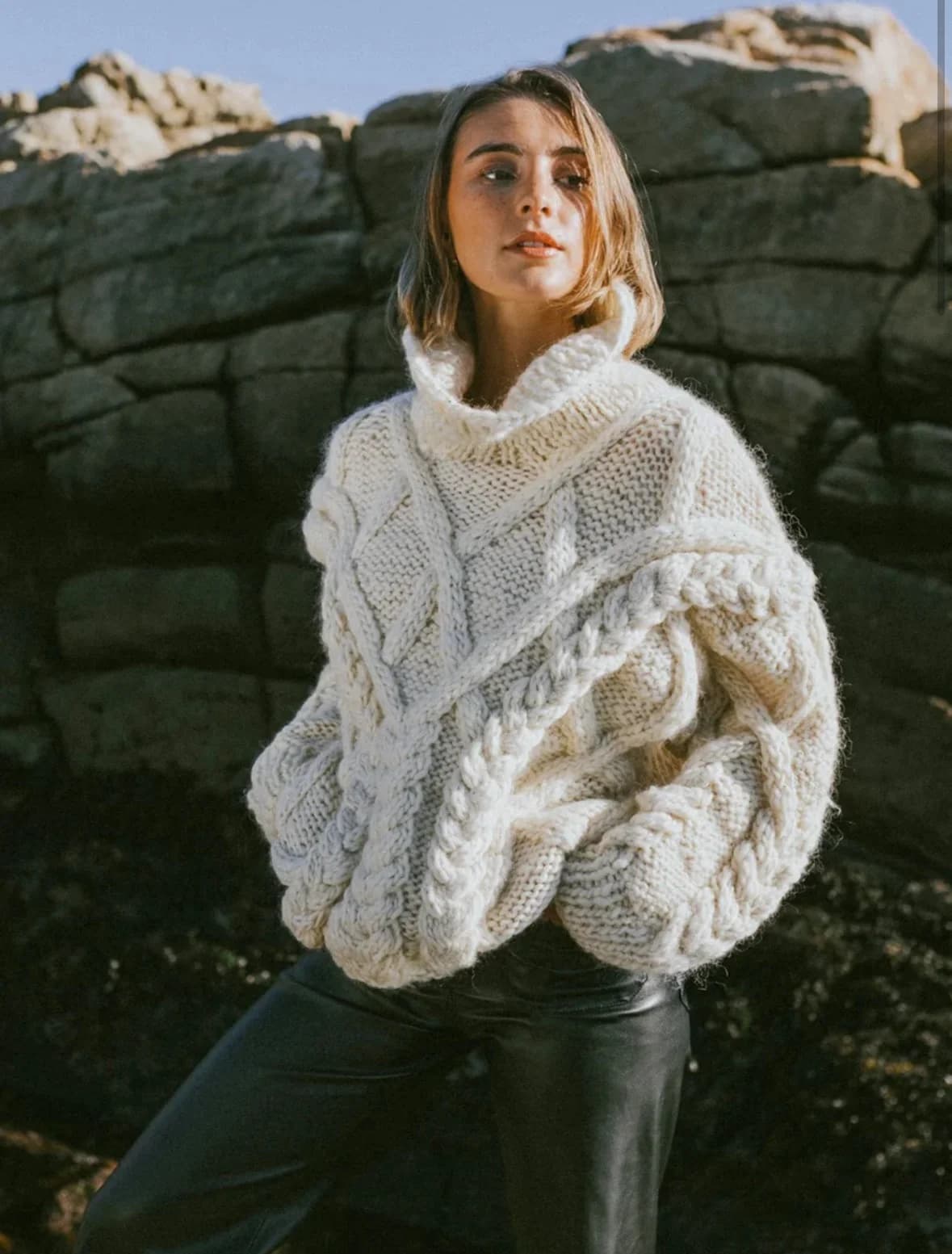 Usado por Isidora Mayo, Sweater Cusco alpaca blanco Caledonia, talla Única