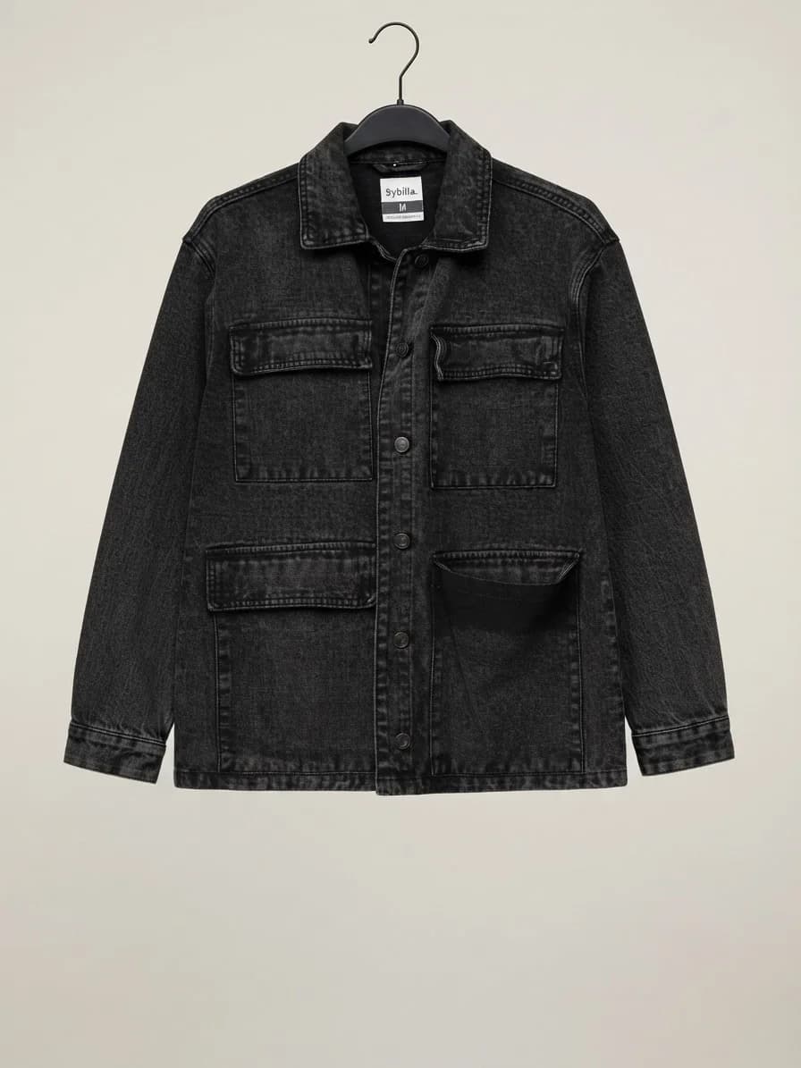 Usado por Paloma Robles , Chaqueta mezclilla negra , talla M