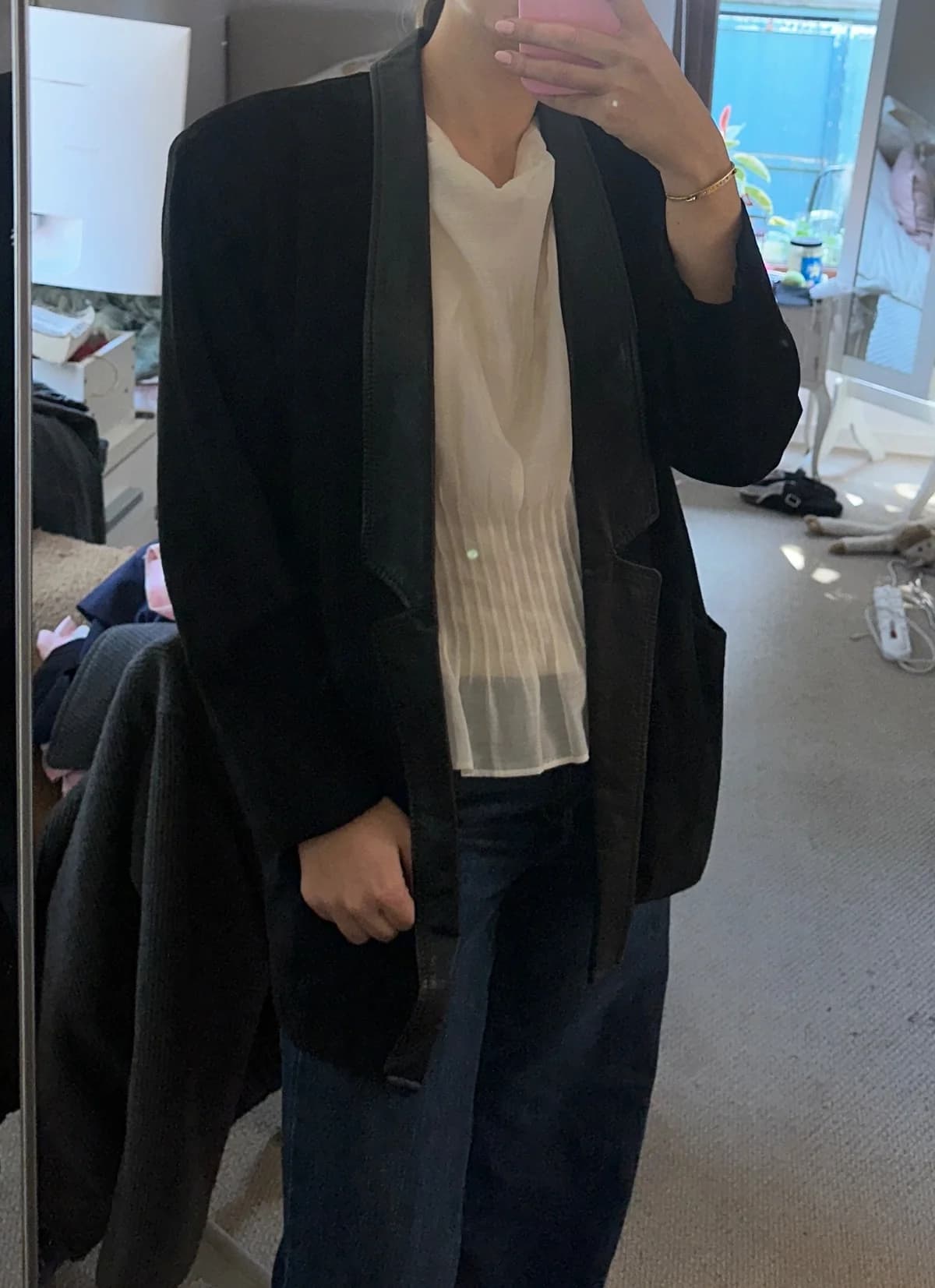 Chaqueta 100% cuero oversize con hombreras — foto 1