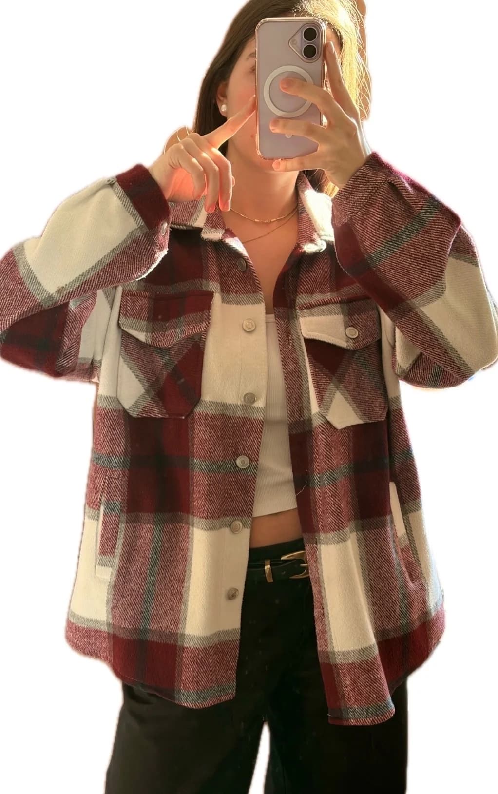 Usado por Emilia, Chaqueta Cuadrillé Burdeo, talla M