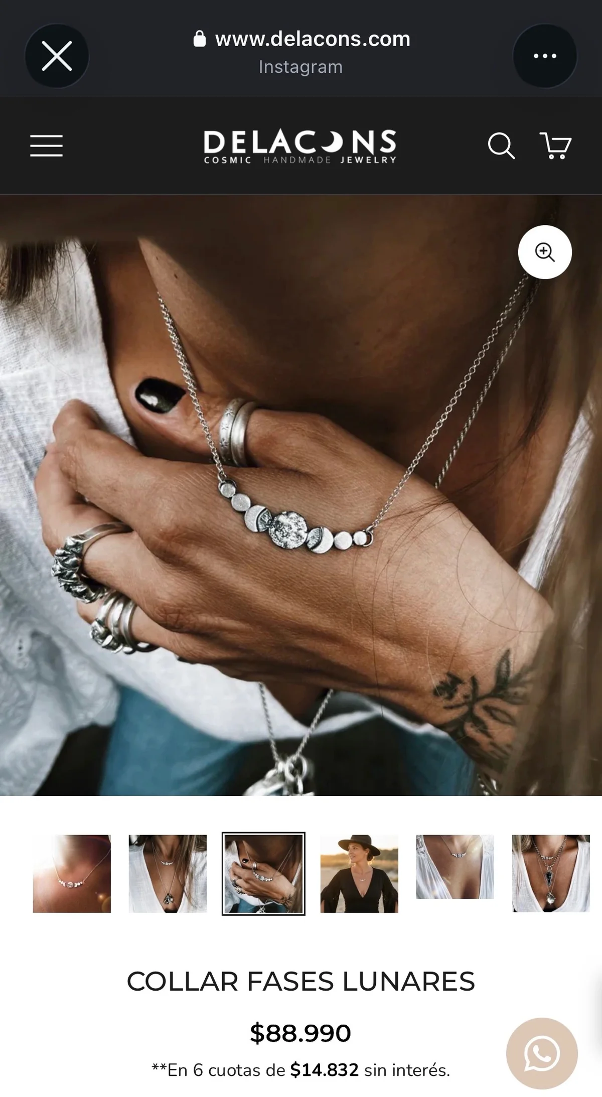 Usado por Lissette Navarrete , Collar fases lunares nuevo