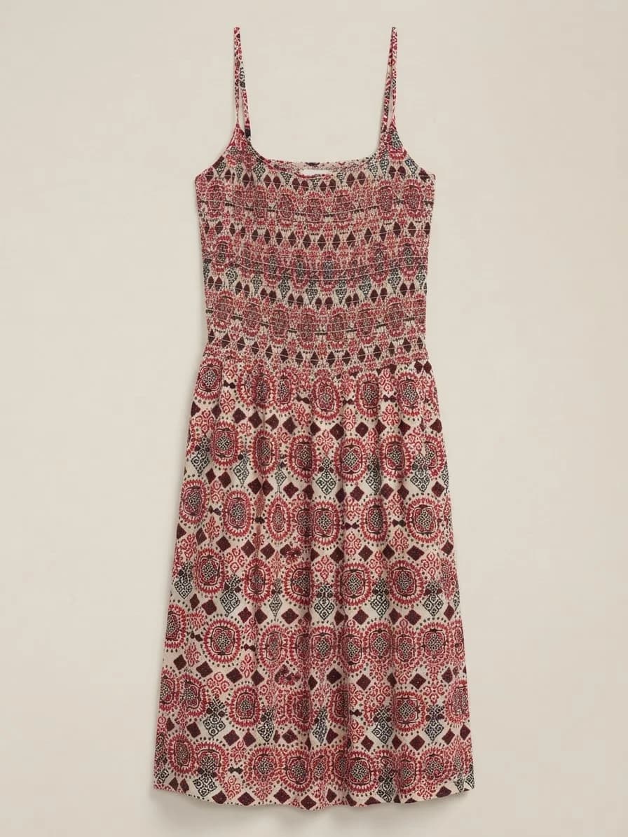 Usado por Flavia Correa, Vestido con estampado rojo, talla XS