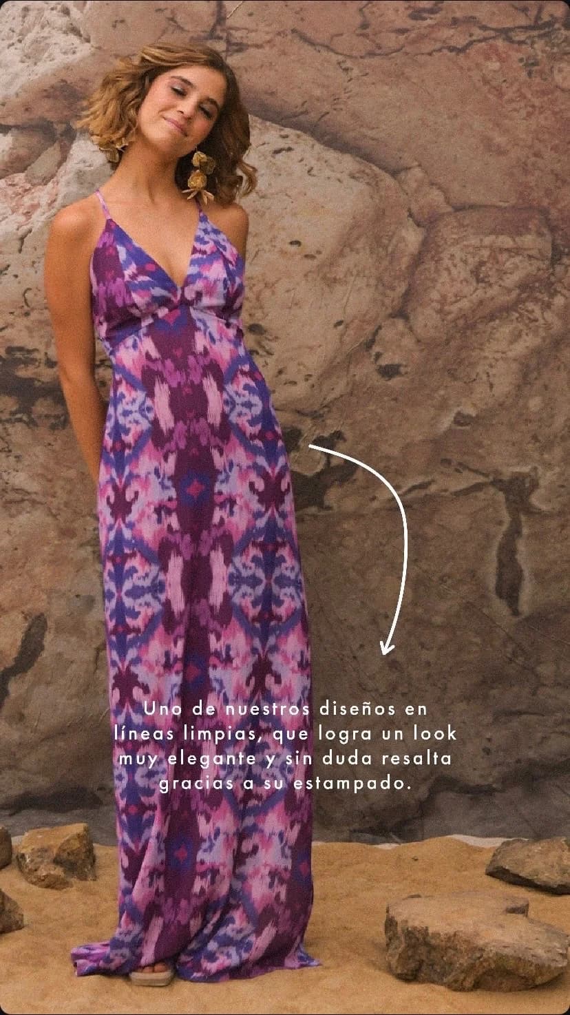 Usado por Florencia Fierro, Vestido estampado morado, talla L