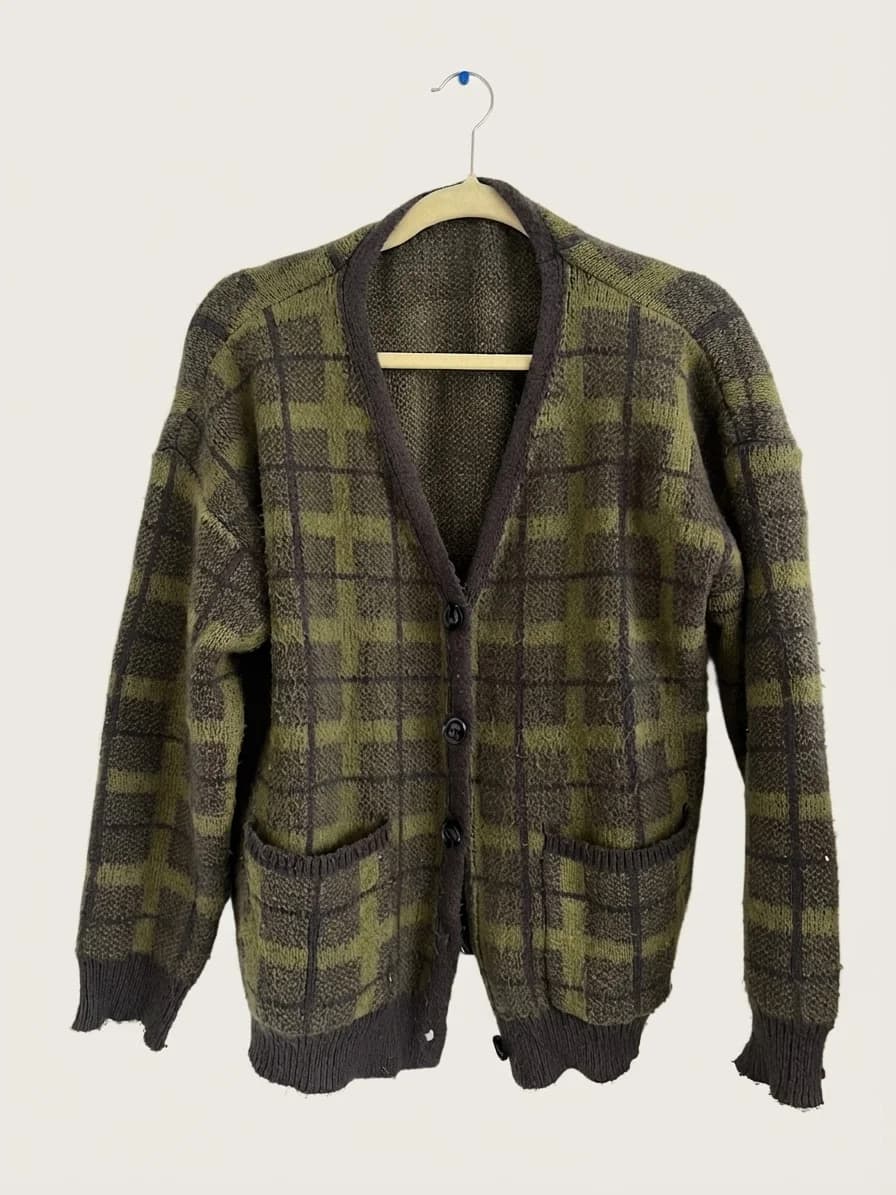 Usado por Matilde Fariña, Cardigan verde cuadrille, talla M
