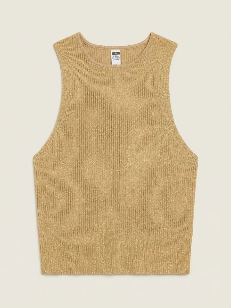 Usado por María Jesús Medina Peters, Top dorado brillante , talla S