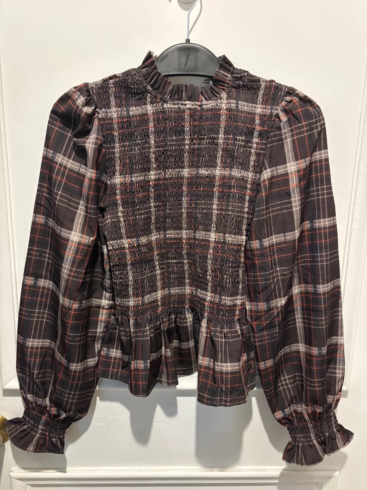Blusa pañal abeja cuadrillé café — foto 1