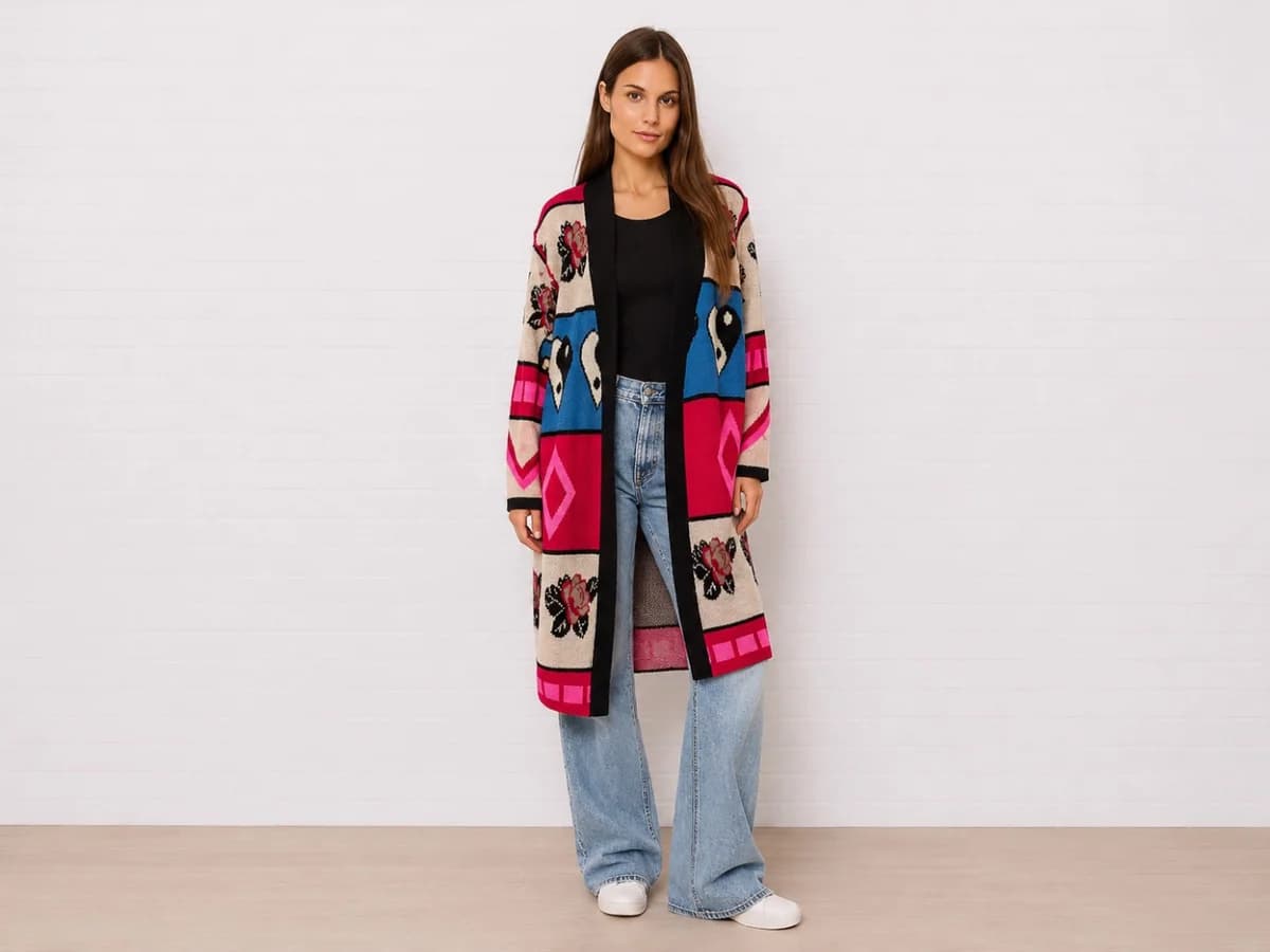 Usado por Monserrat, Chaleco largo hippie , talla L
