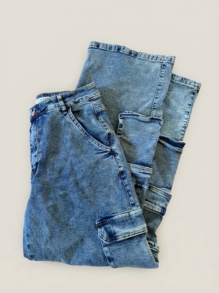 Jeans Azules medio gastado tiro medio — foto 1