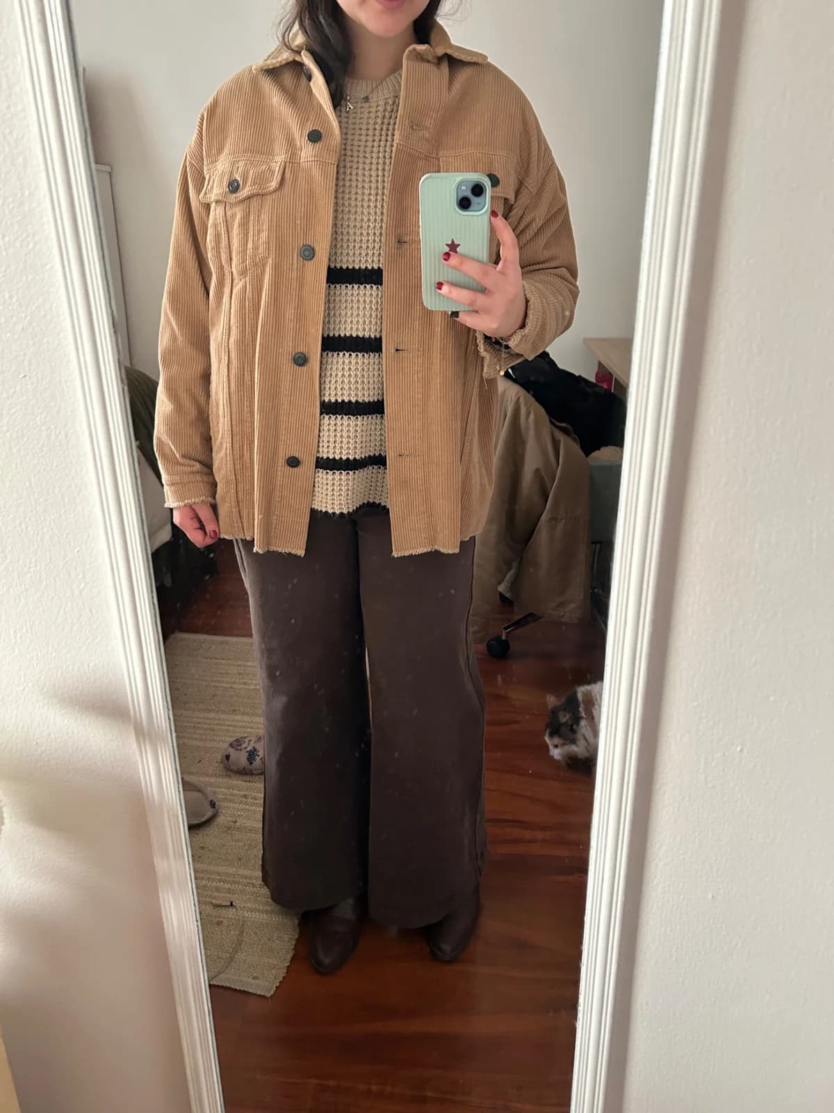 Usado por Elisa Camilo, Chaqueta cotelé café, talla XS