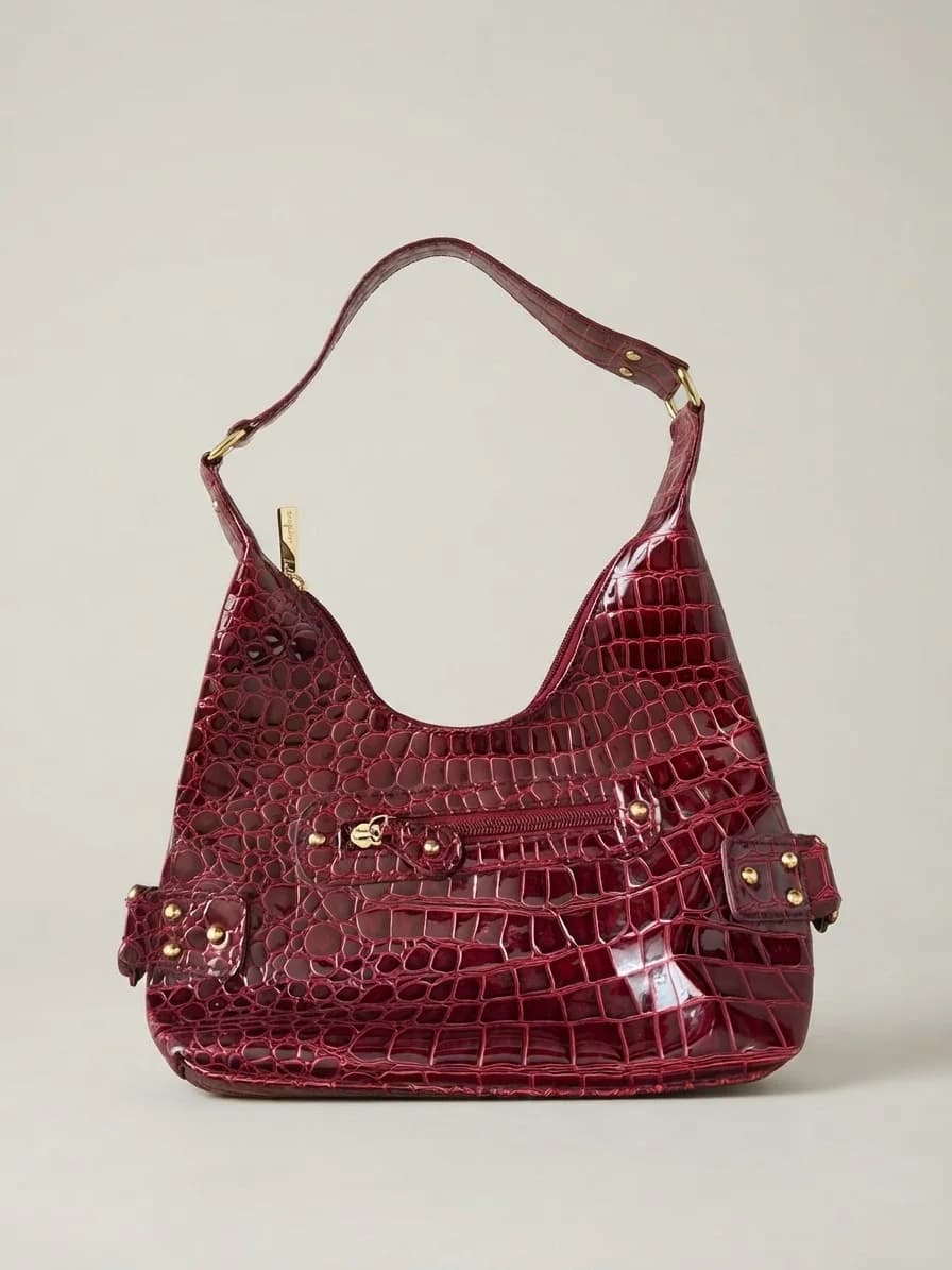 Cartera burdeo cuerina — foto 1