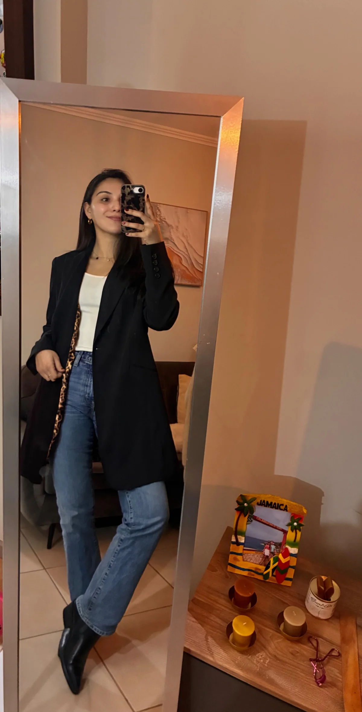 Usado por Constanza Navarrete, Blazer largo negro, talla M