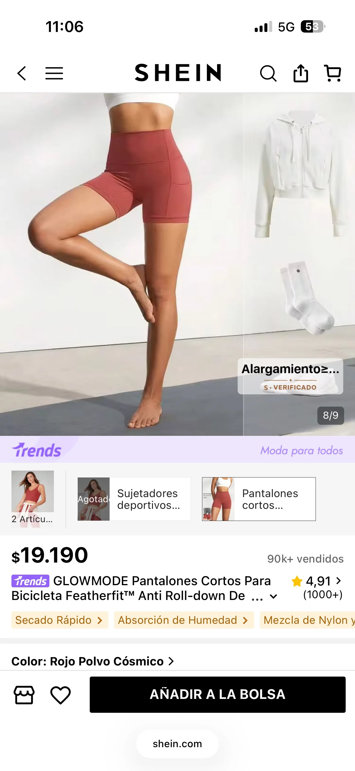Usado por Geraldine González Jerez, Short deportivo , talla L
