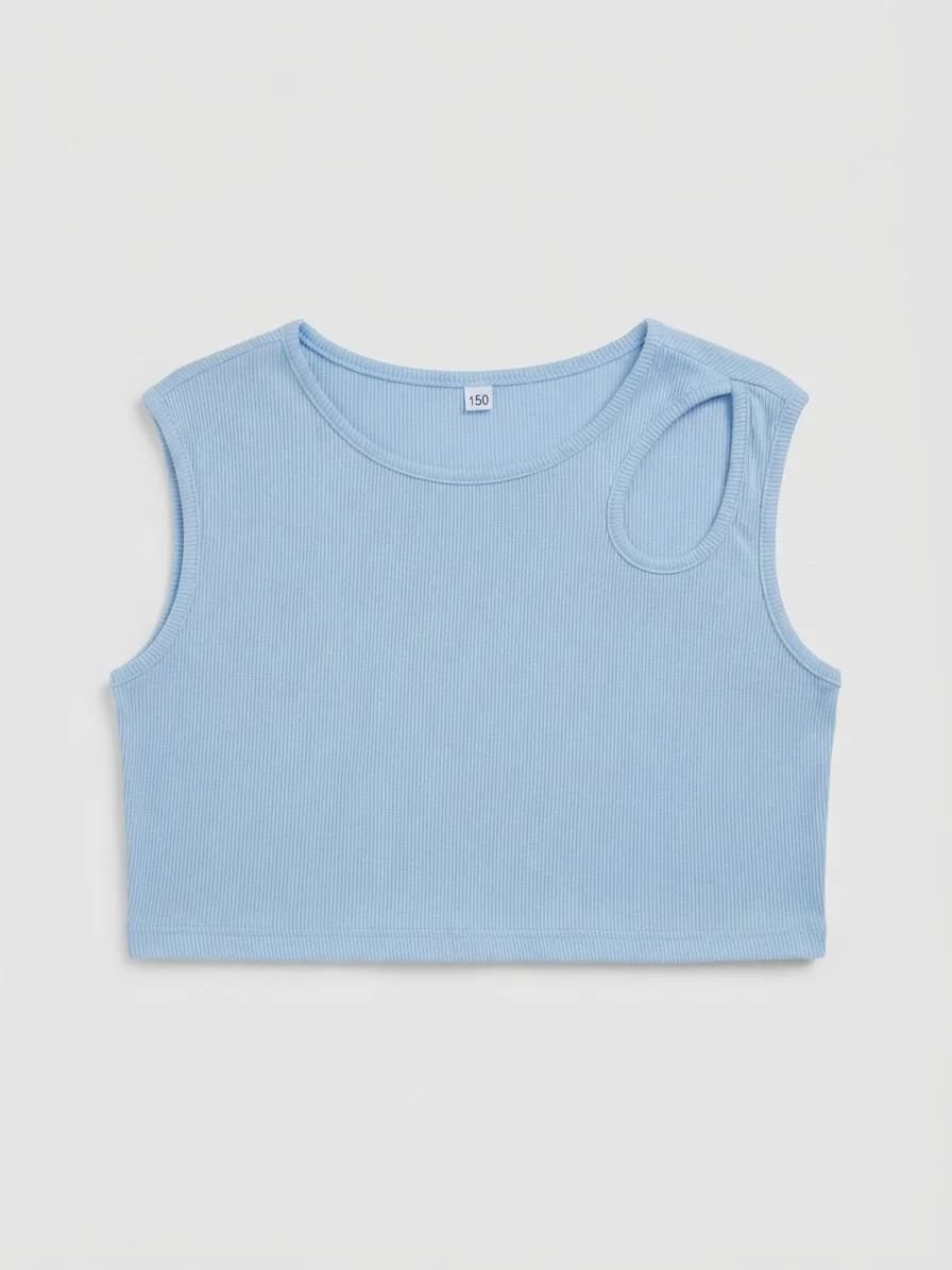 Usado por María Jesús Medina Peters, Polera celeste crop , talla 150( xs)