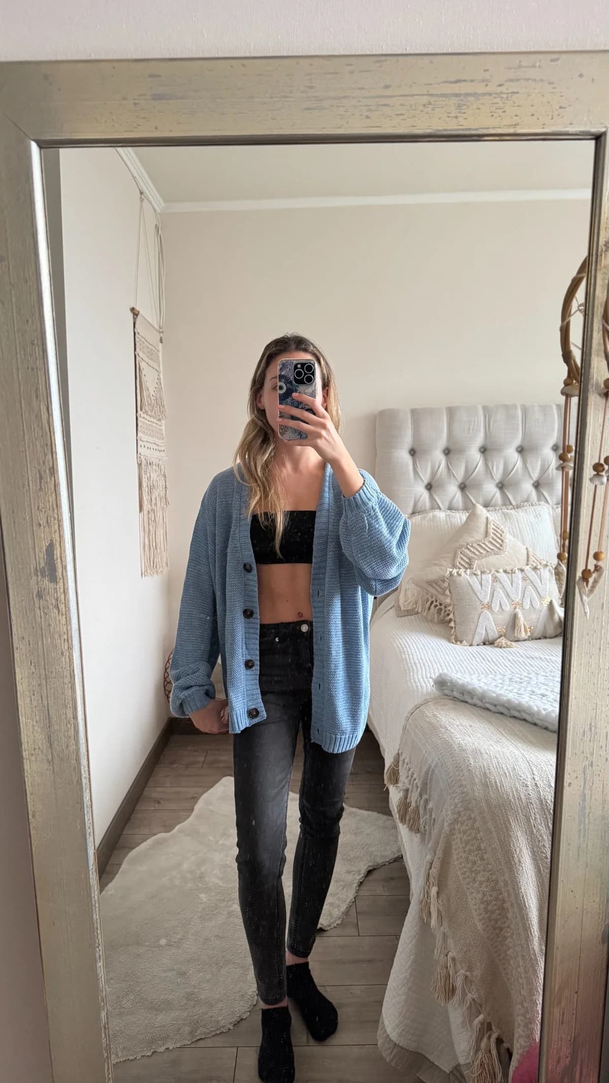 Sweater celeste con brillo
