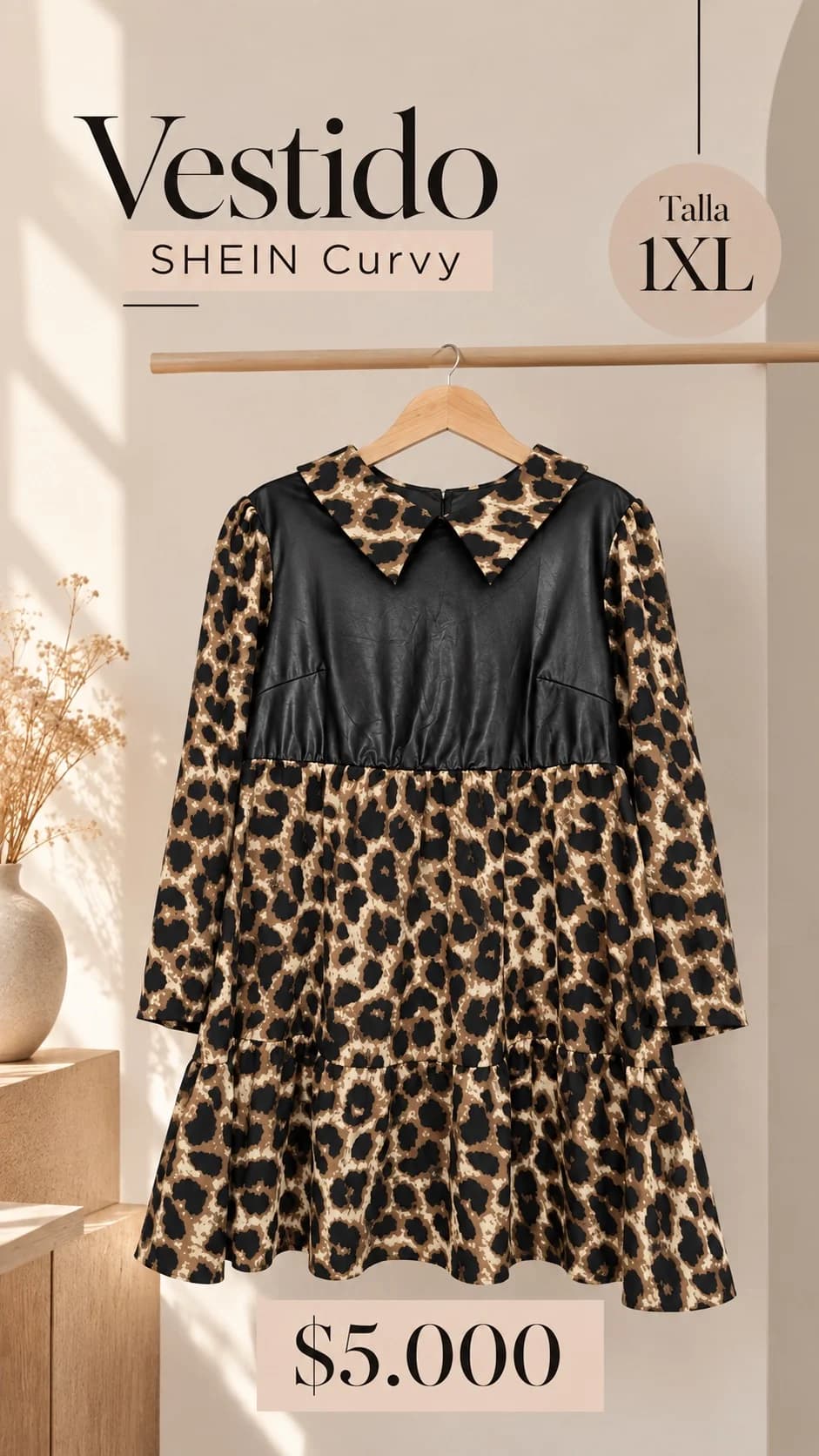 Usado por Valeria Baeza , Vestido animal print SHEIN , talla 1XL