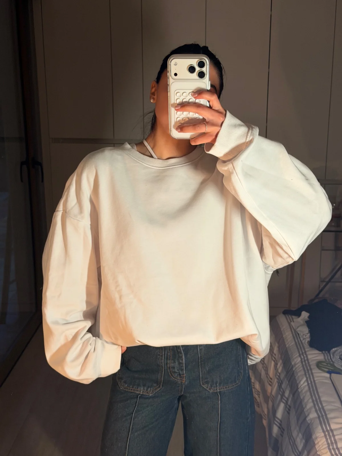 Usado por Sofía Armstrong, Poleron blanco HYM, talla XL