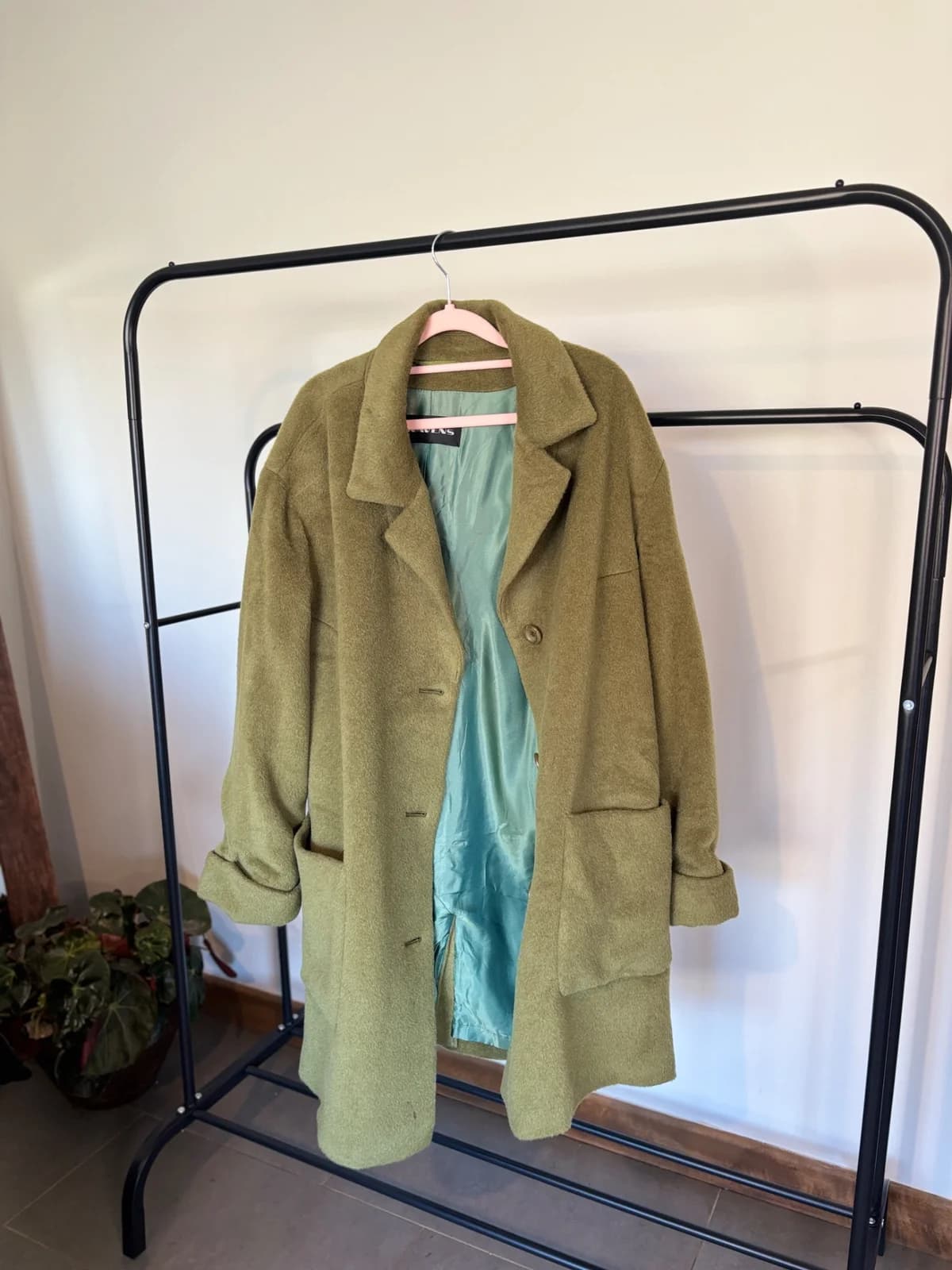 Usado por muchapercha.cl, Abrigo lana verde , talla L - XL
