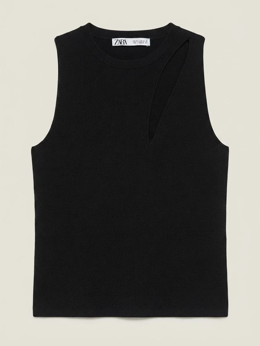 Top Zara Negro Cut — foto 1