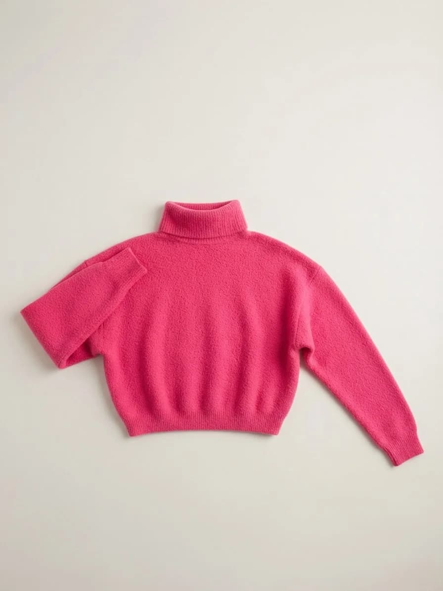 Usado por María Jesús Medina Peters, Chaleco rosado suave cuello alto, talla S