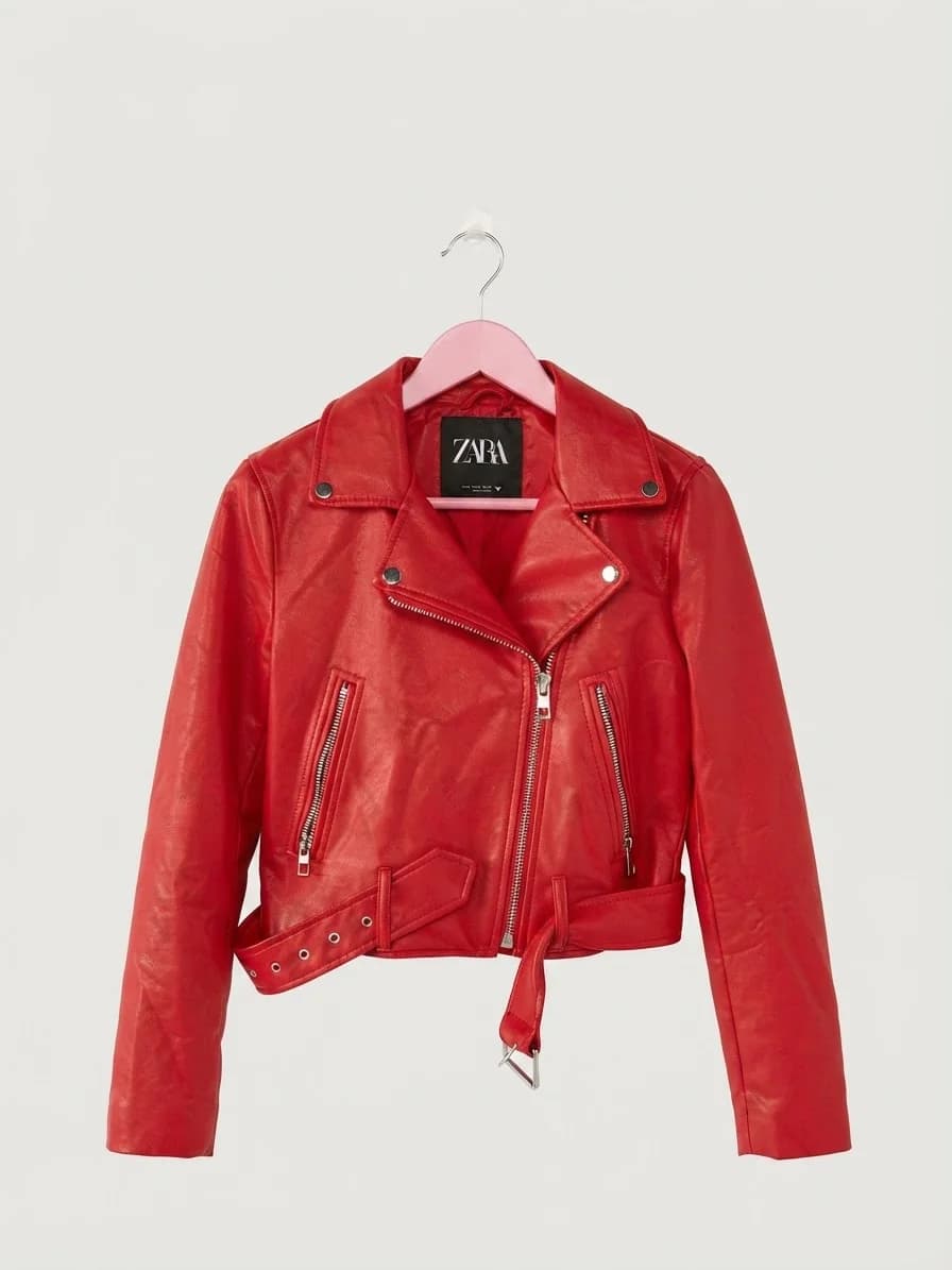Usado por Aurora Bittelman, Chaqueta Ecocuero Roja , talla S