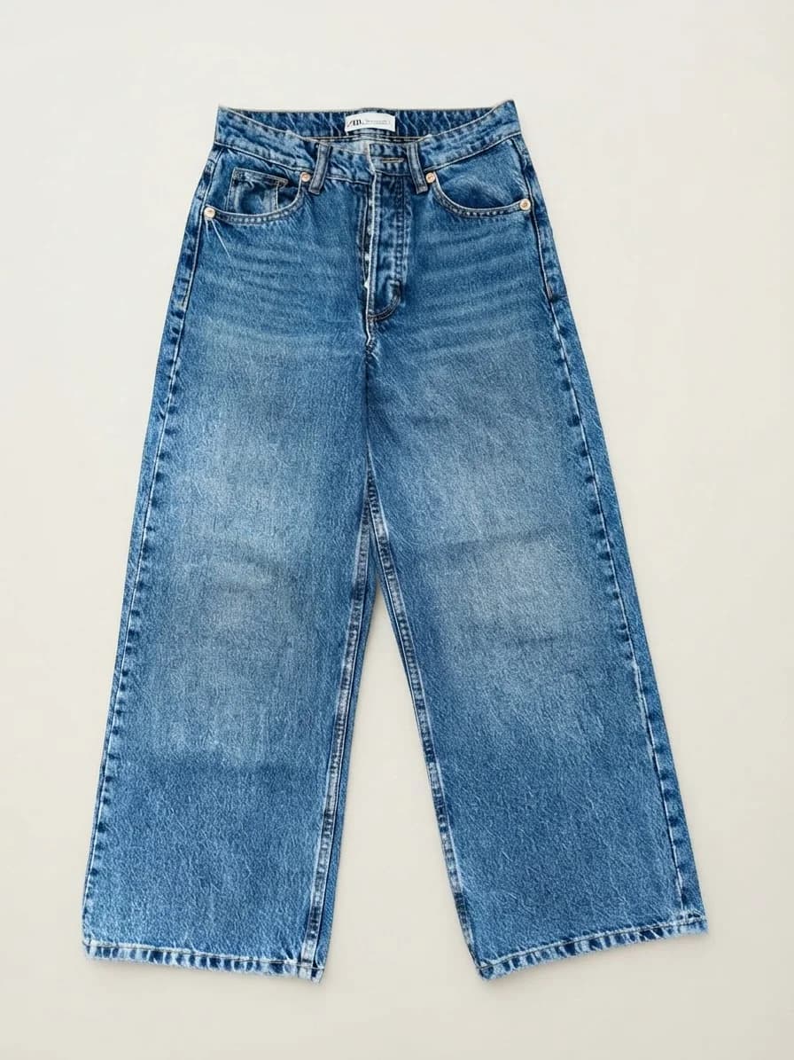 Usado por Camila Concha Salazar, Jeans azul | Wide Leg de tiro alto , talla 34