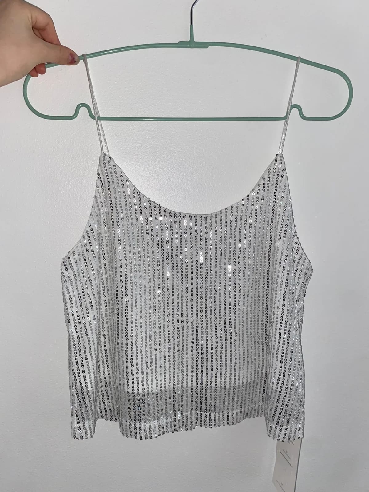Usado por Florencia Negrete Garcia, Top lentejuelas plateadas , talla Única