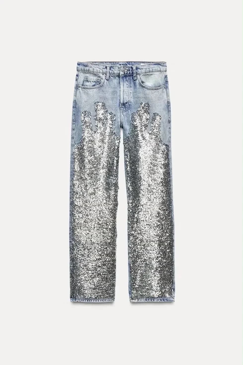 Usado por Studio 95 , Jeans zara lentejuelas (38), talla 38