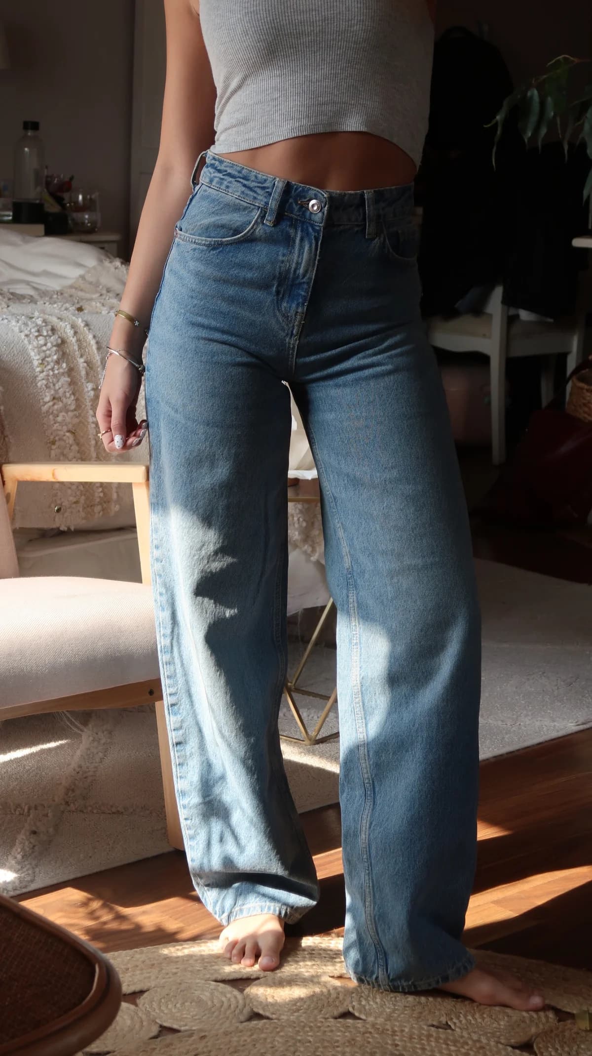 Usado por Elisa becerra , Jeans Zara barrel, talla 32