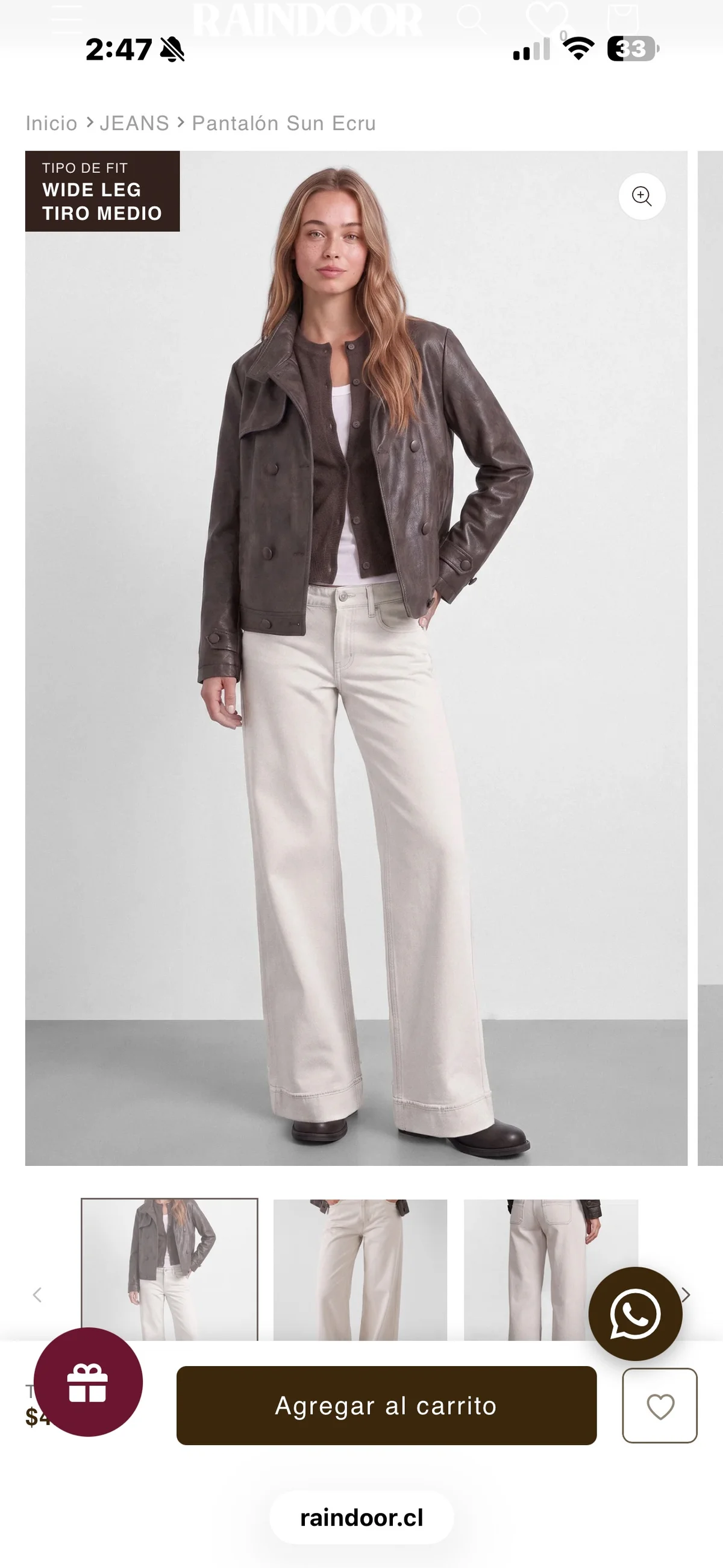 Usado por Cata Soto, Jeans raindoor, talla 42